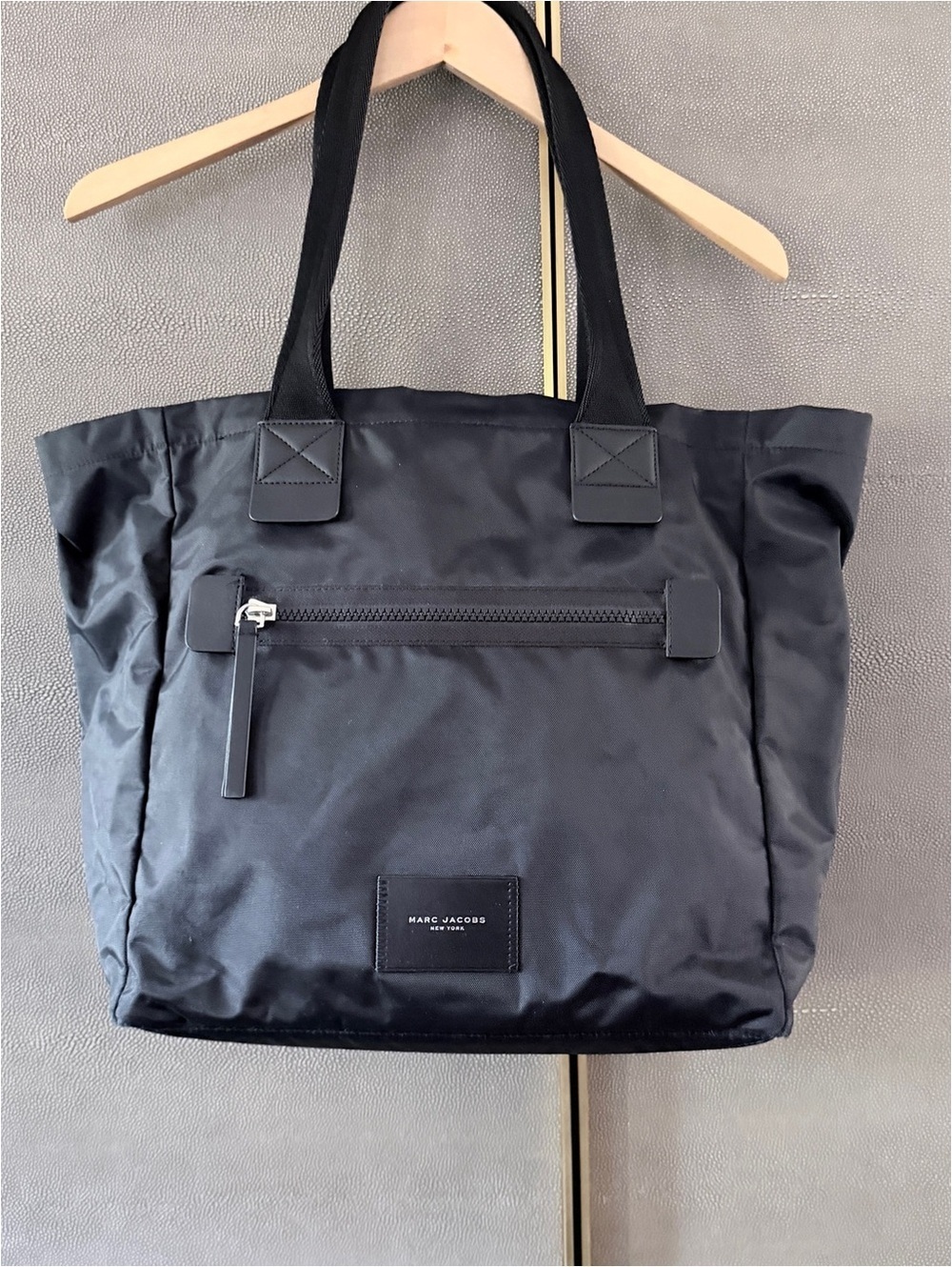 Marc Jacobs Black Nylon Shoulder Tote with Front Zip
